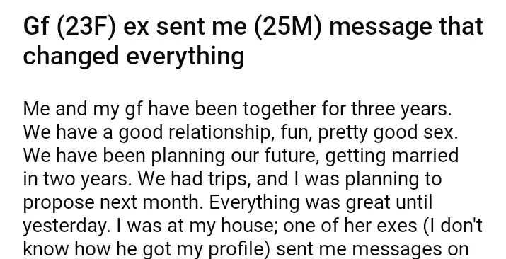 A message from my girlfriend's ex changed everything